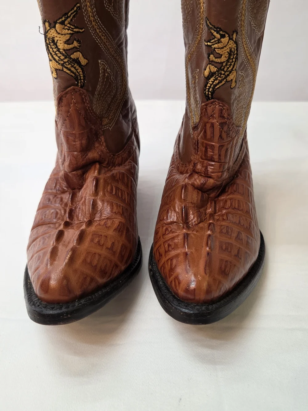Kids Potrillo Salvaje Cowboy Boots • Brown Exotic Leather • Size 10